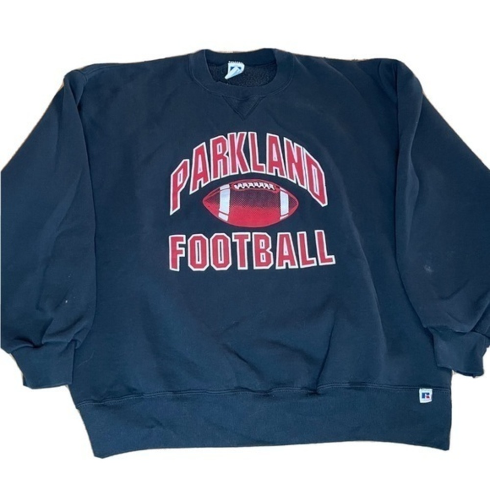 Vintage 90s Parkland Football Crewneck Sweatshirt Russell Athletic USA XXL 50-50